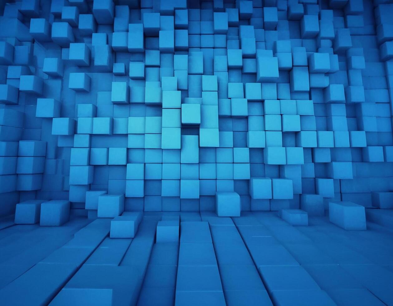 AI generated Abstract 3D Concrete Cube Background with Neon Lights. generative ai photo