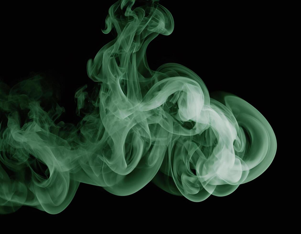 AI generated green red smoke on black background. generative ai. photo