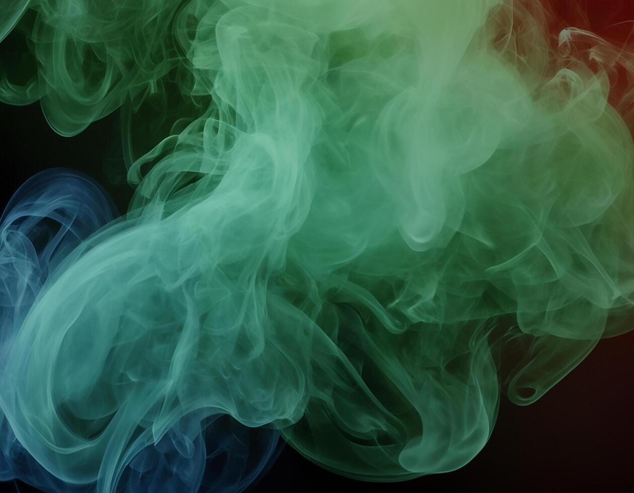 AI generated Red, green and blue smoke with black background. smoke mixing in dark room. generative ai photo