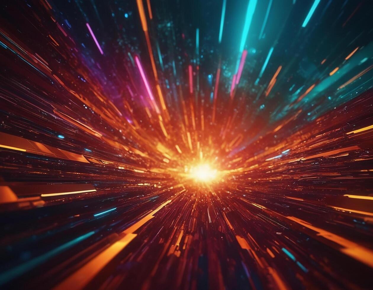 AI generated Abstract 3D Concrete Cube Background with Neon Lights. generative ai photo