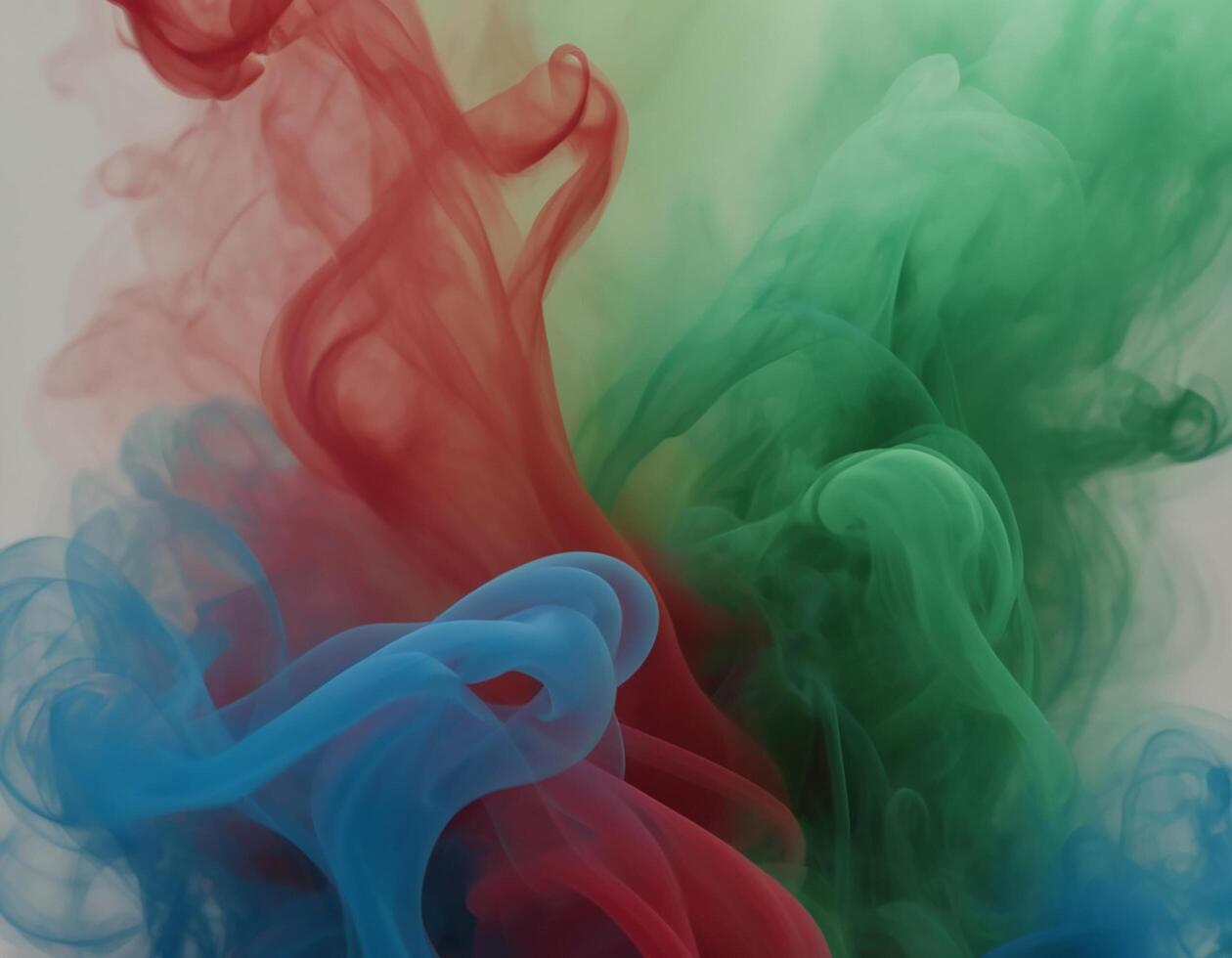 AI generated Red, green and blue smoke with black background. smoke mixing in dark room. generative ai photo