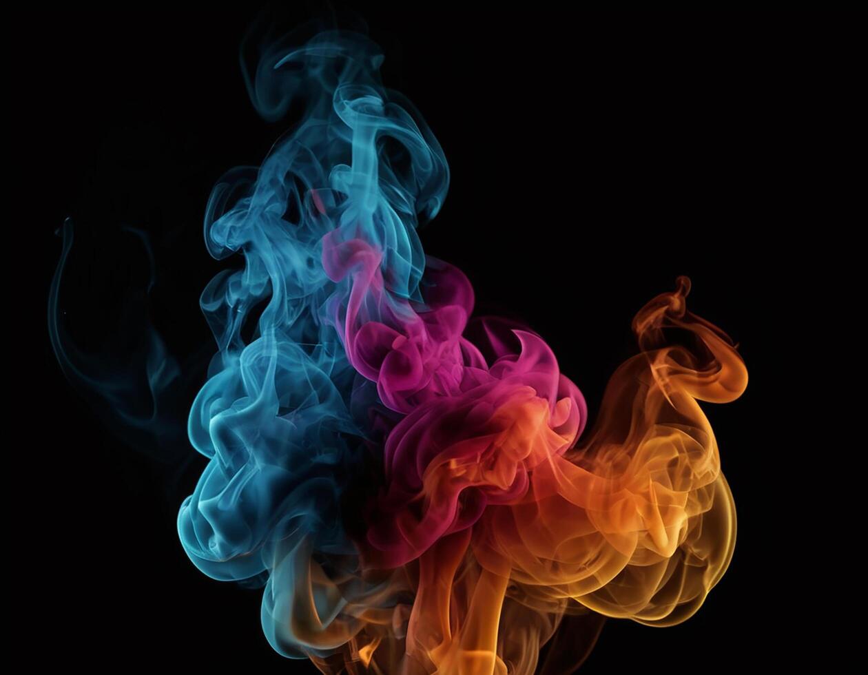 AI generated green red smoke on black background. generative ai. photo