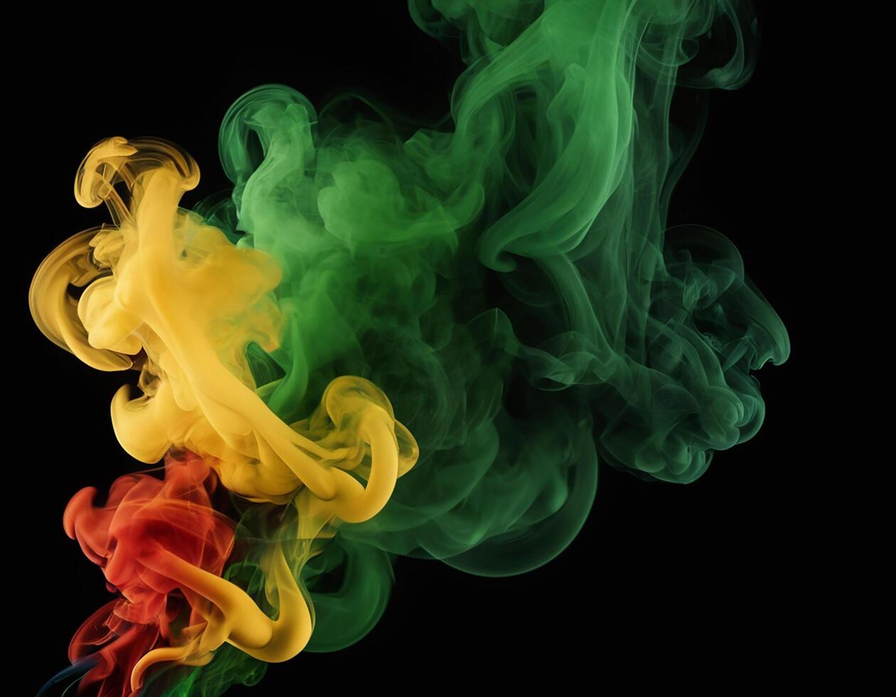 AI generated Abstract red, blue and green paint splash isolated light green paint dissolves in background, like a cloud or smoke background Generative Ai photo