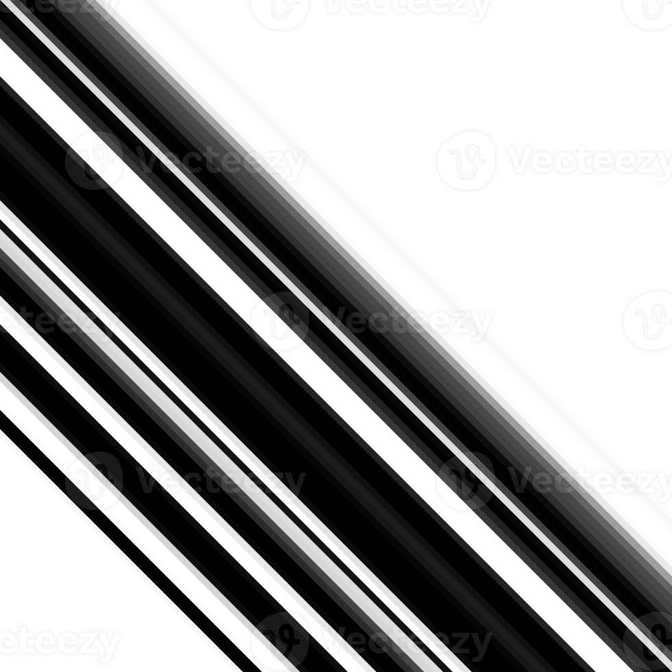 Black and white striped abstract background overlay. Motion effect. PNG graphic illustration with transparent background.