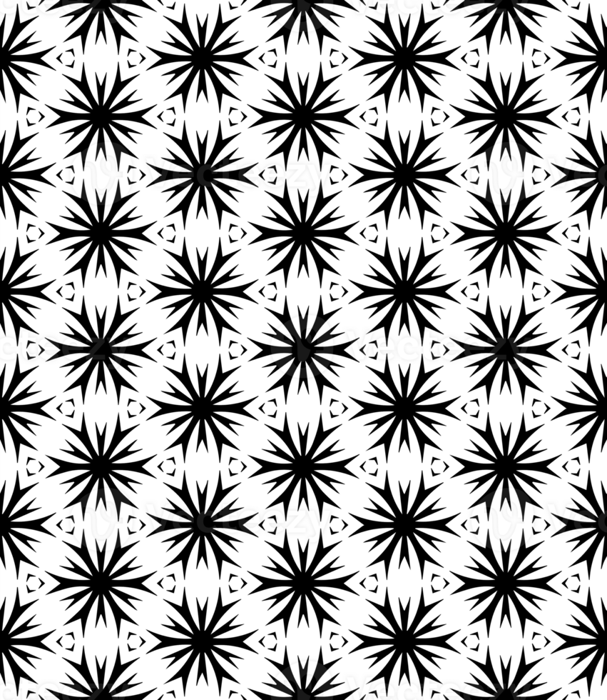 Black seamless abstract pattern. Overlay for background and backdrop. Ornamental design. PNG graphic illustration with transparent background.