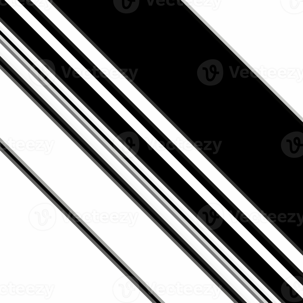 Black and white striped abstract background overlay. Motion effect. PNG graphic illustration with transparent background.