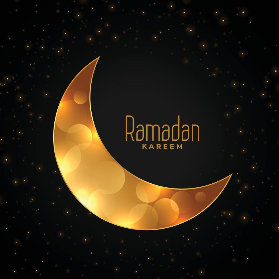 crescent eid golden moon ramadan kareem background vector