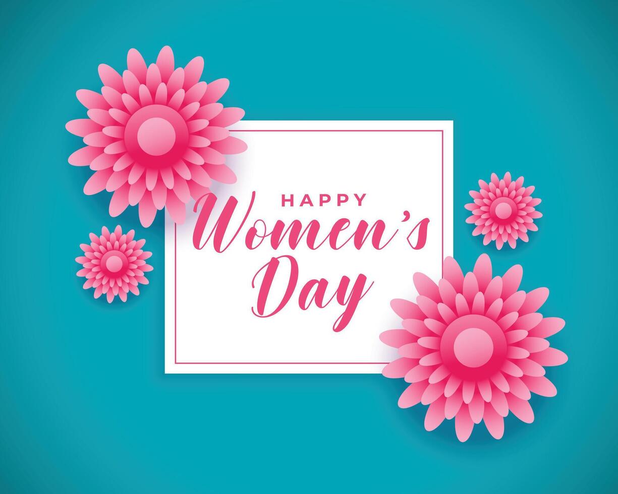 happy international women's day flower greeting design vector