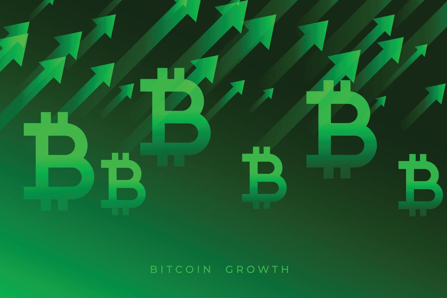 bitcoin growth graph with upward green arrows vector