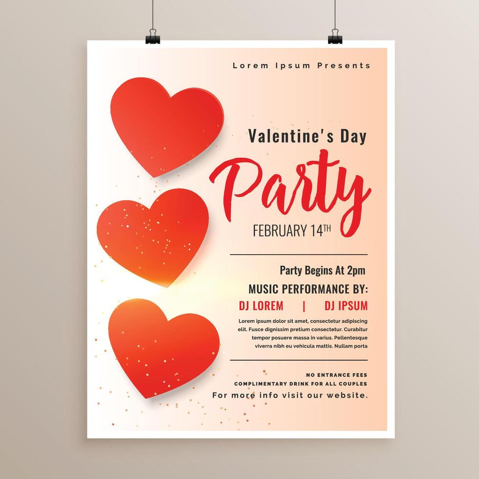 elegant valentines day flyer poster design template vector