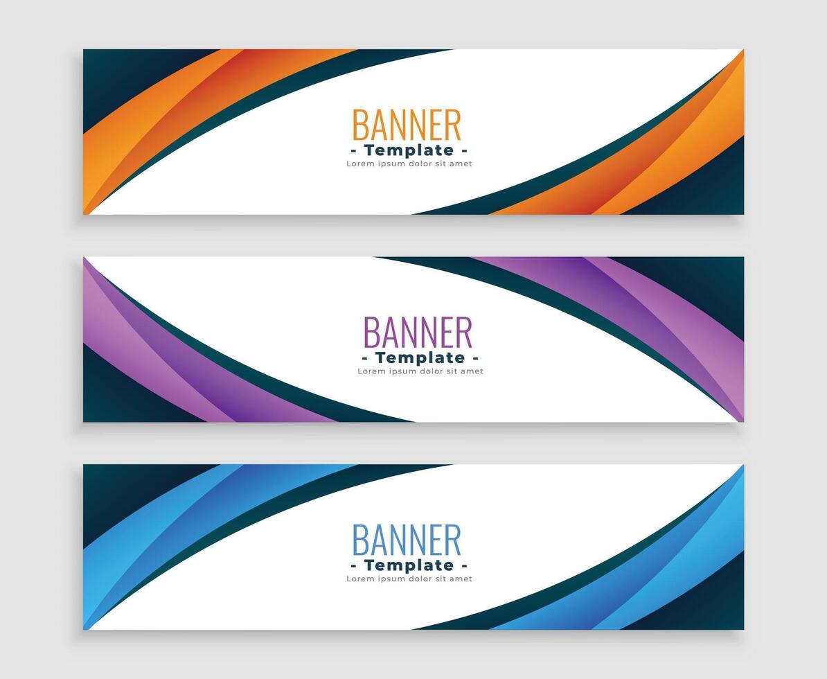 abstract wave curve business web banners set vector