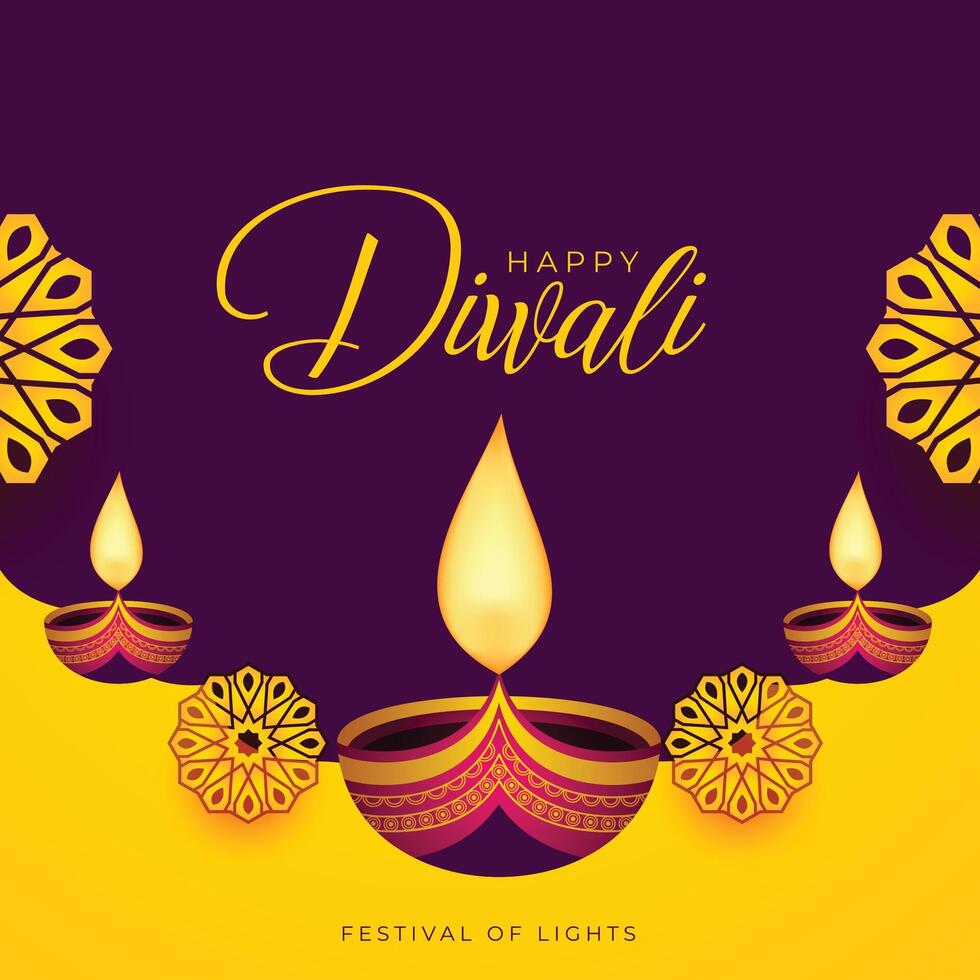 traditional happy diwali decorative card design vector