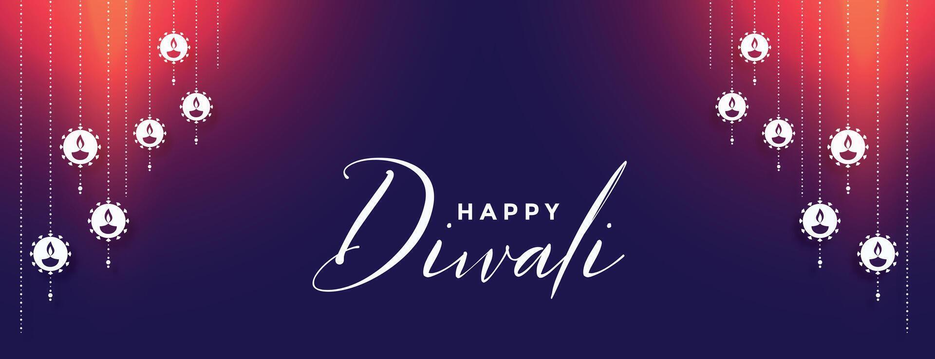 happy diwali glowing festival banner design vector