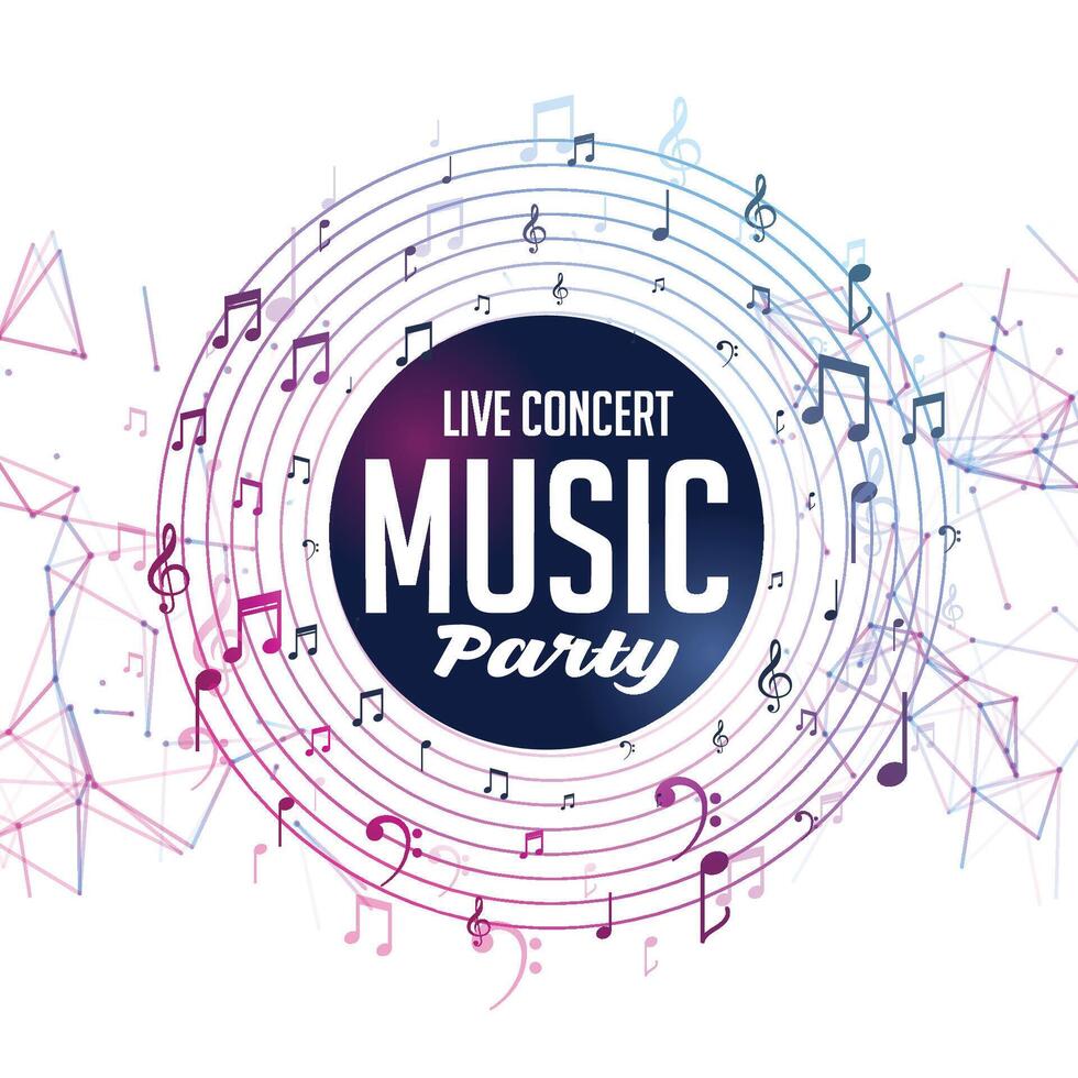 music party live concert template with notes vector