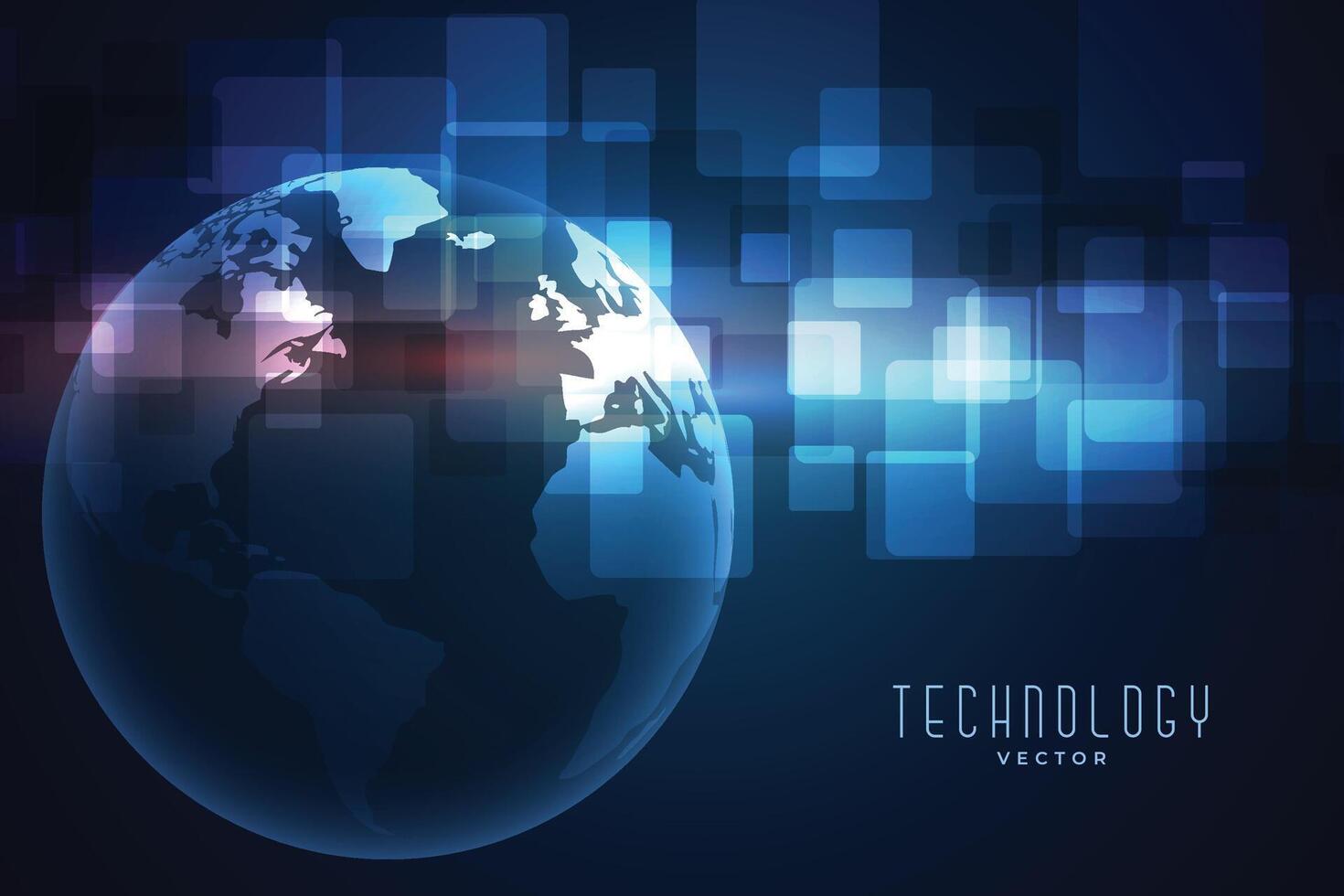 technology digital blue earth network background vector