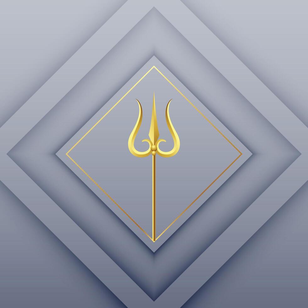 golden trishul weapon of lord shiva background design vector