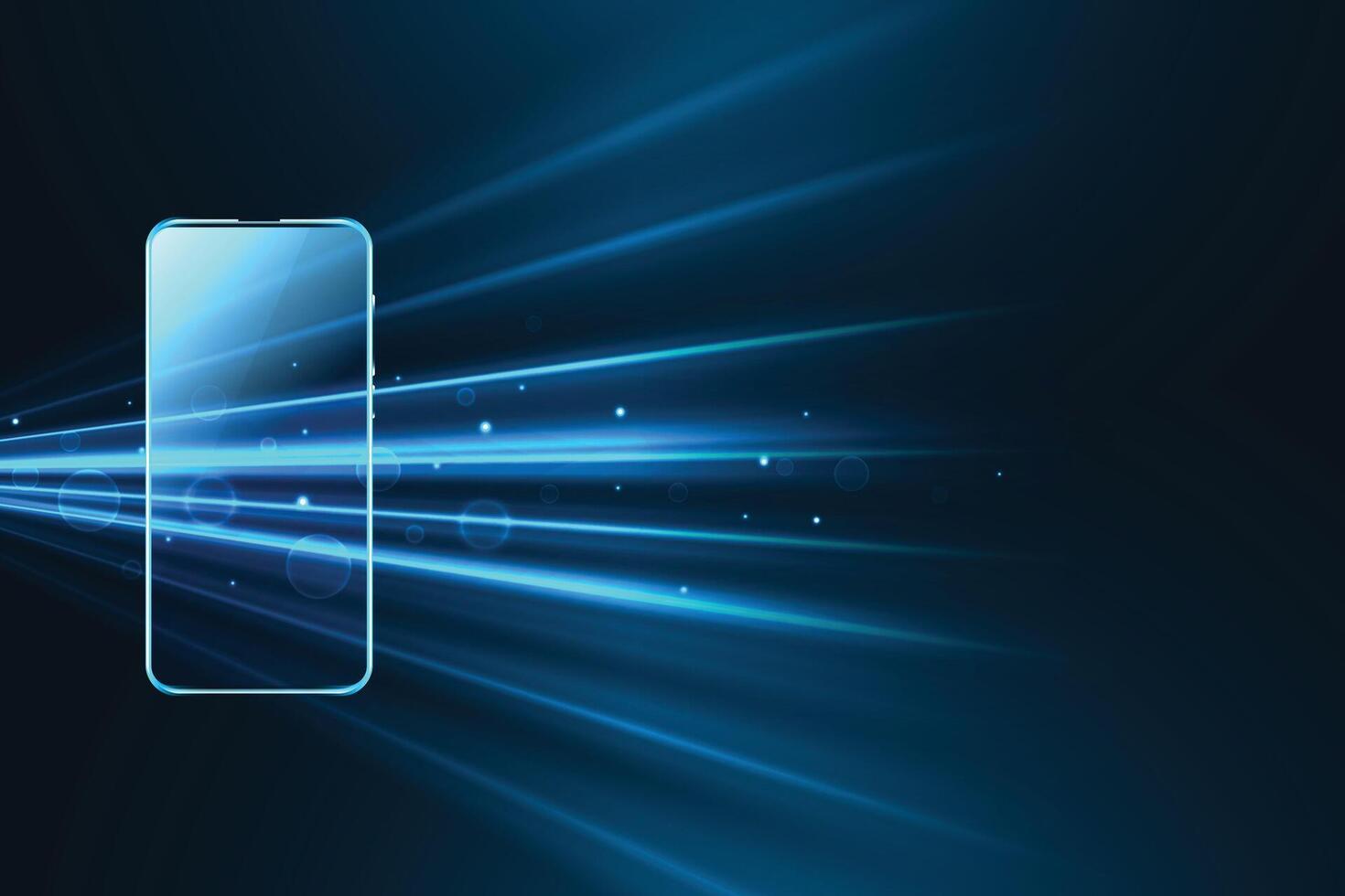 digital mobile technology background with glowing speed rays vector