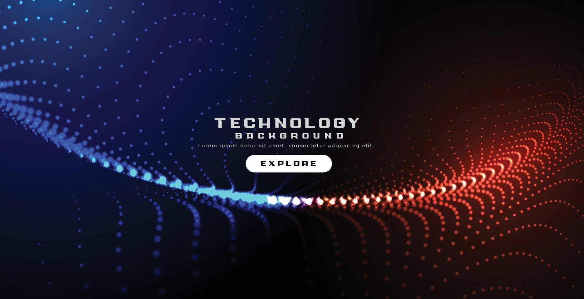 glowing technology particles digital wavy background vector