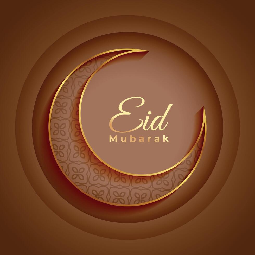 Arábica estilo eid Mubarak saludo tarjeta con dorado creciente diseño vector