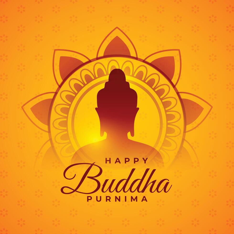 traditional guru purnima background with gautama buddha silhouette vector