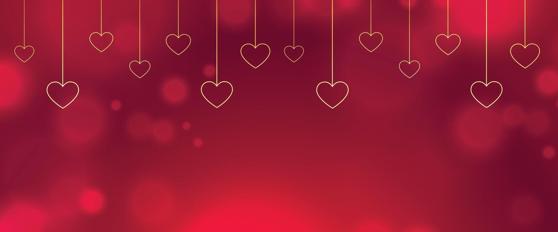 hanging style golden hearts shiny banner for social media post vector