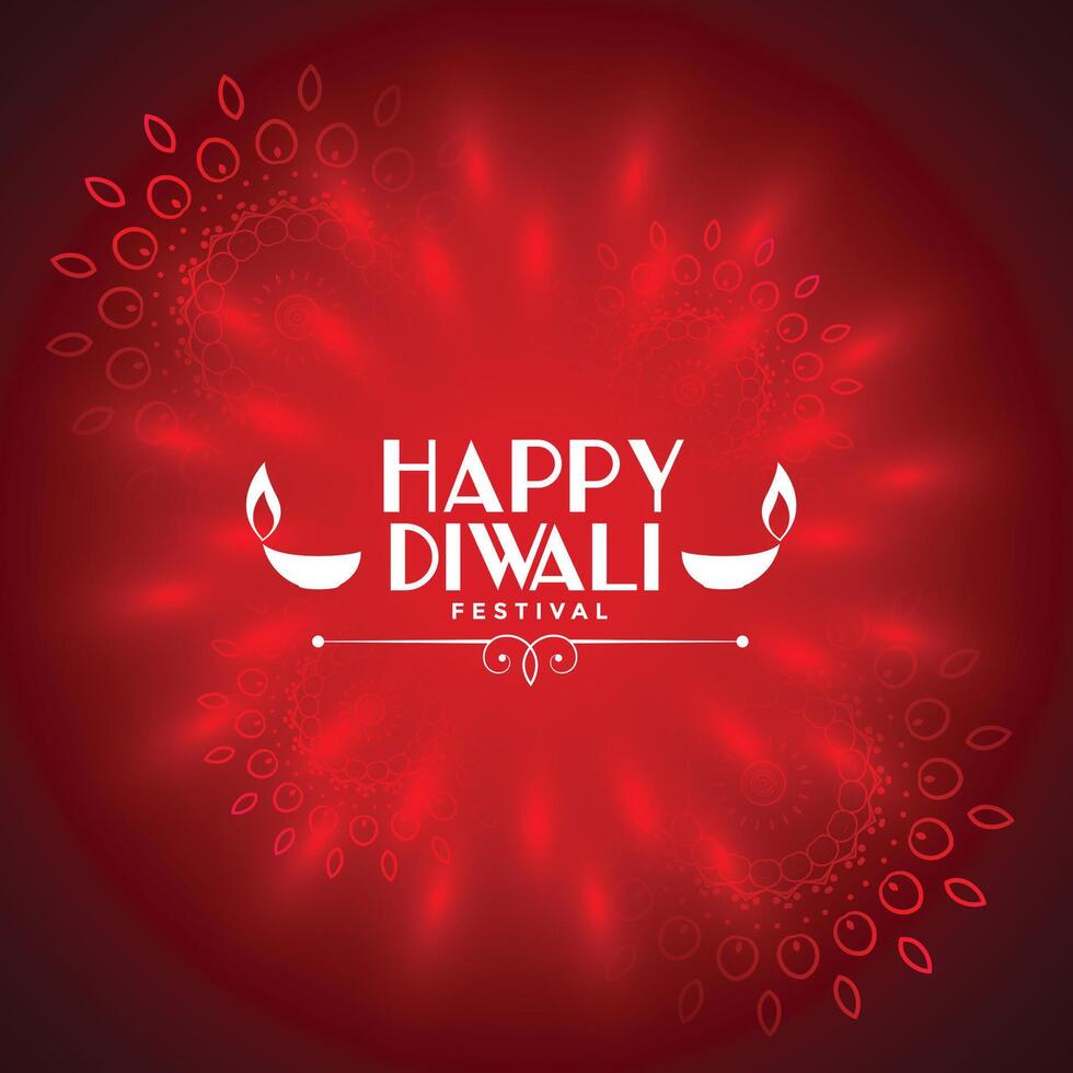 shiny red happy diwali festival beautiful background vector