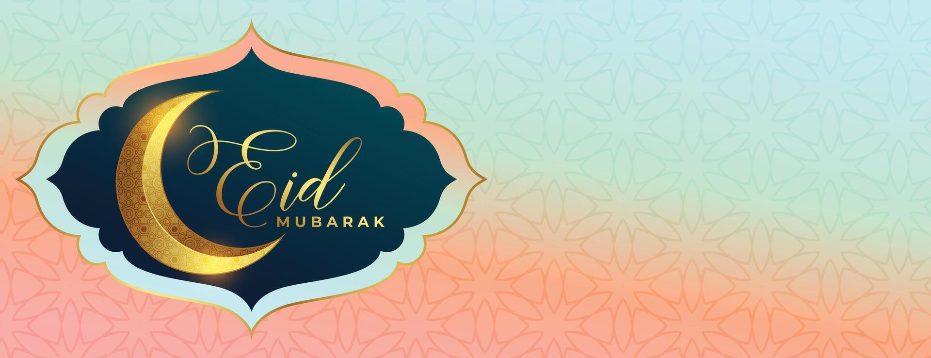 3d style golden crescent eid mubarak wishes poster for your celebration vector