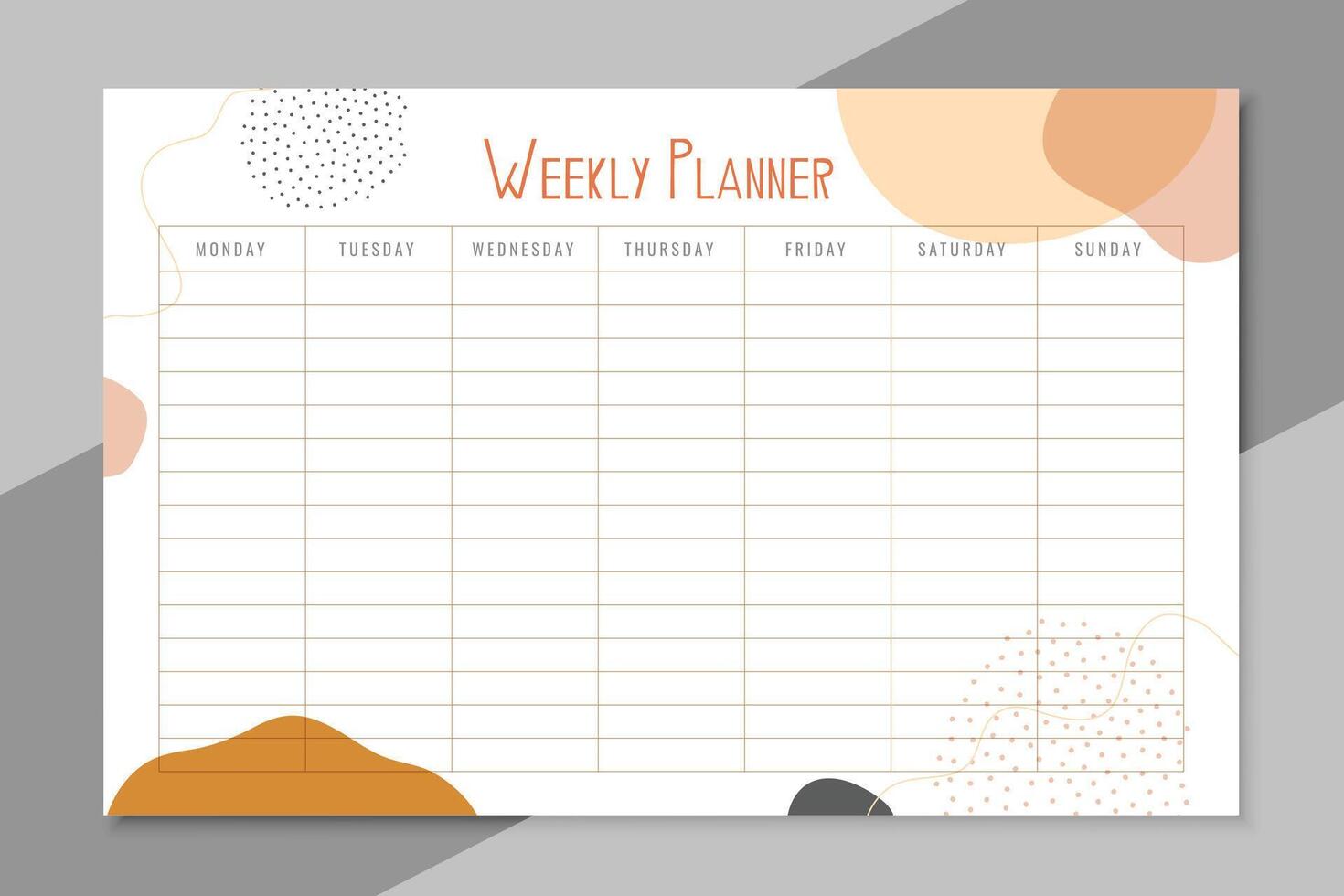 planner template for one week vector