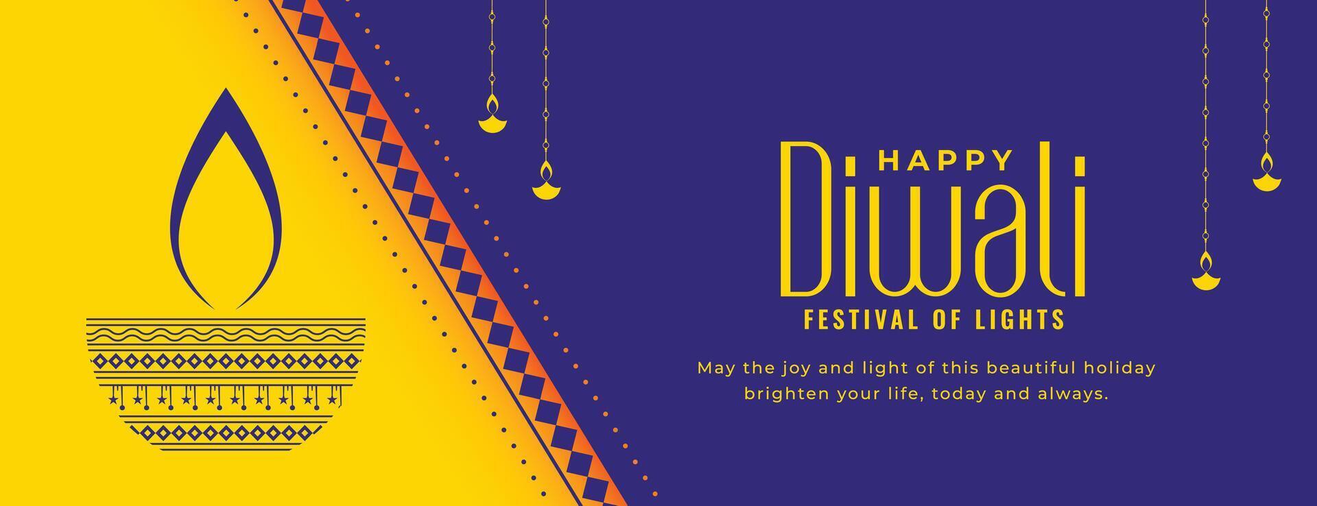 nice indian style happy diwali banner design vector