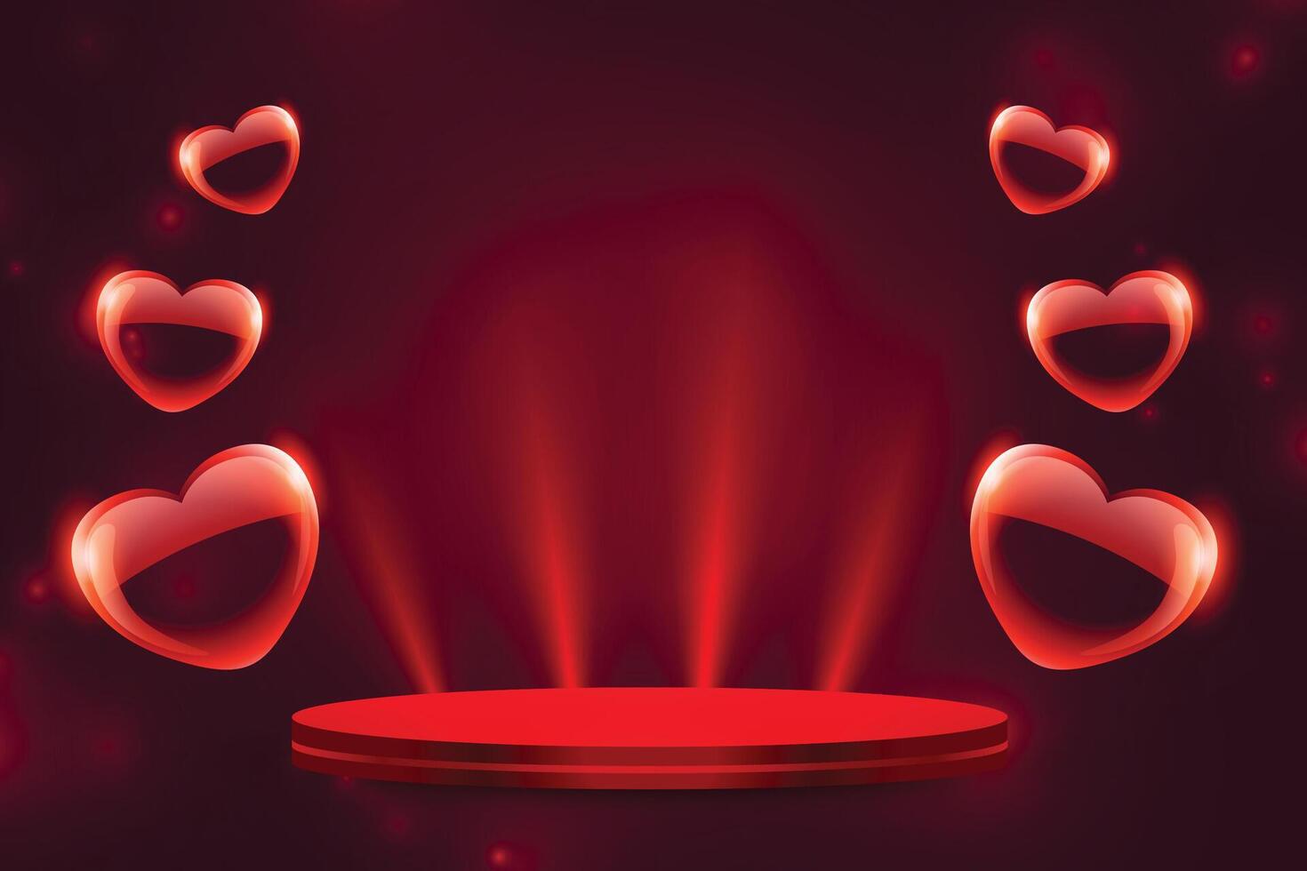 3d podium platform with light effect for valentine's day vector