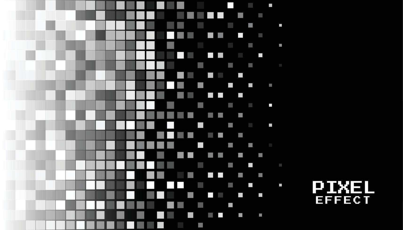 black and white pixel effect geometric banner design vector