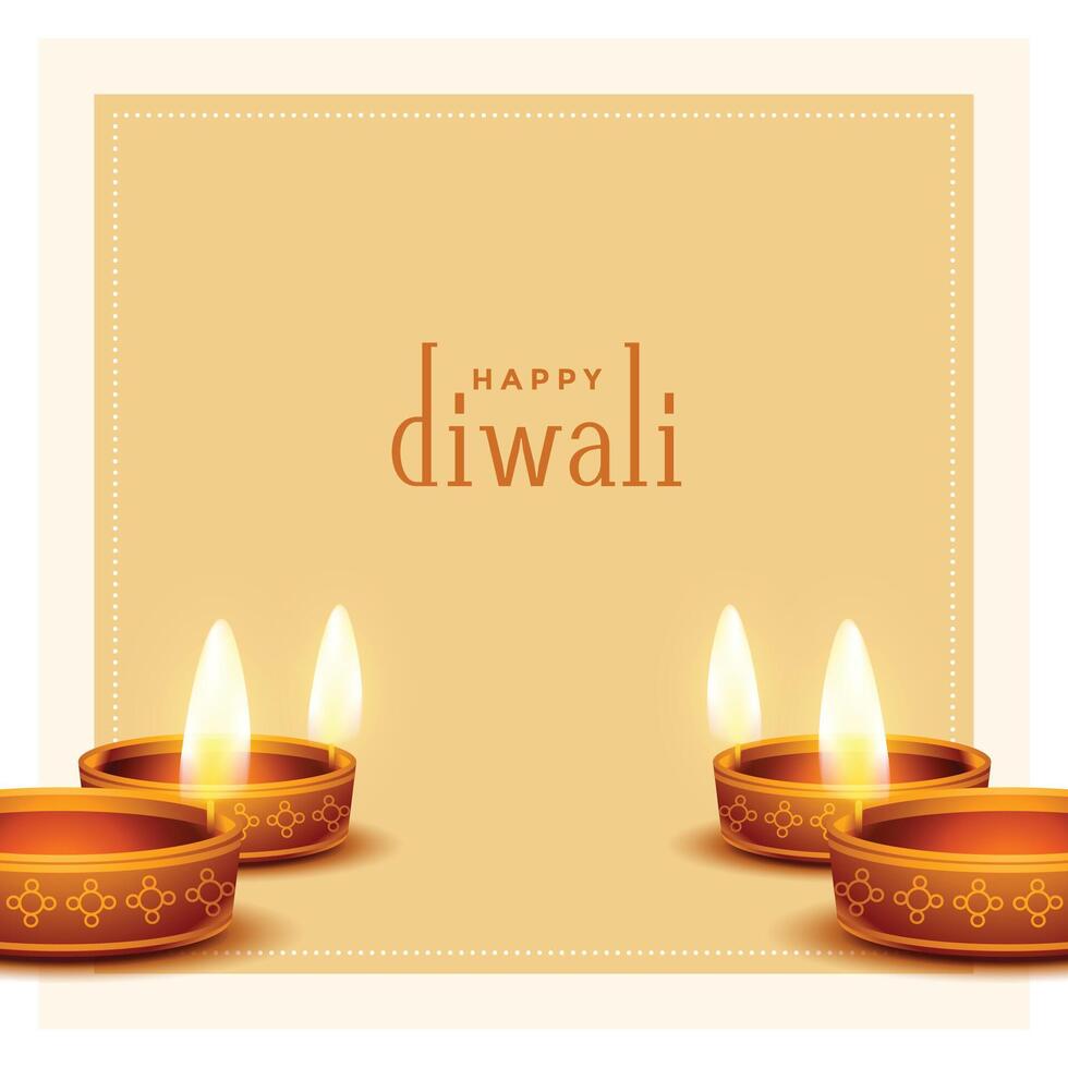 beautiful happy diwali realistic diya design vector