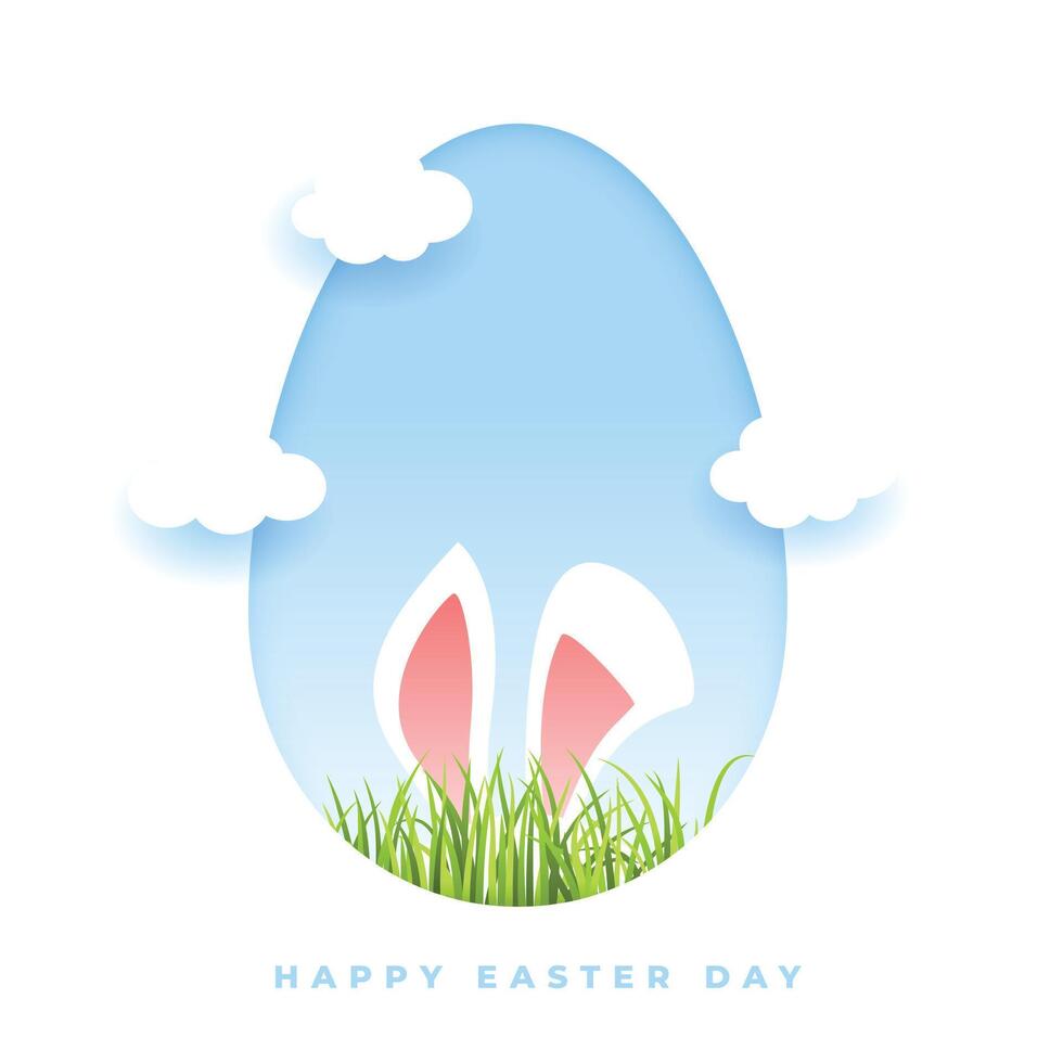 creative easter holiday background with bunny ears and clouds vector