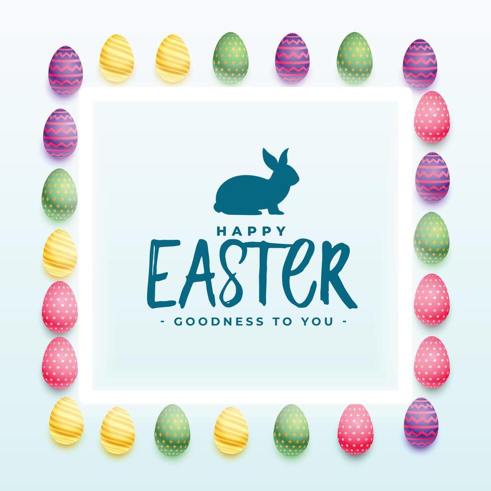 happy easter greeting card with 3d colorful eggs decoration vector