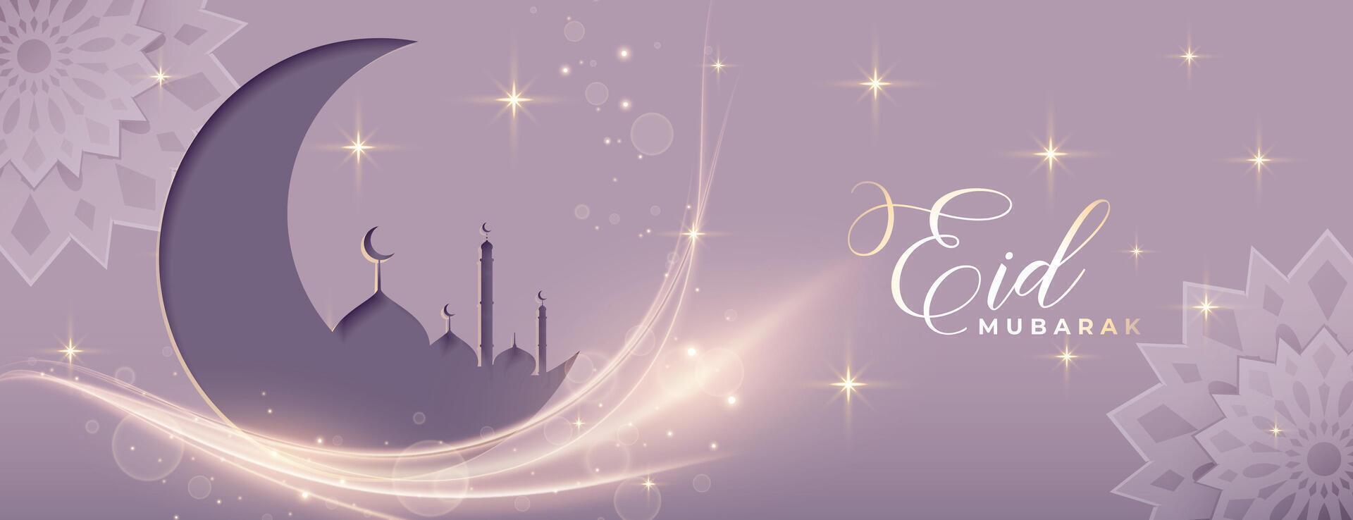 lovely eid festival banner with light effect vector