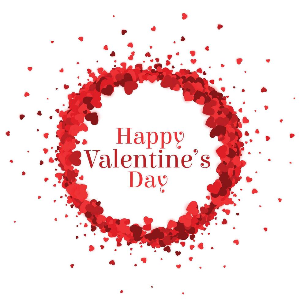 happy valentines day hearts frame background vector