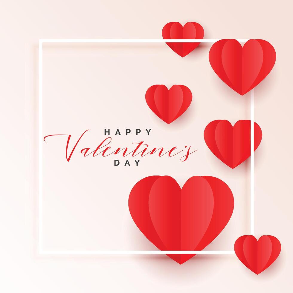 red origami paper hearts valentines day background vector