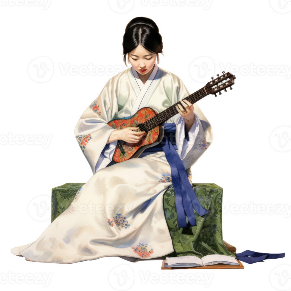 AI generated Woman wear traditional clothes in various poses AI Generative png
