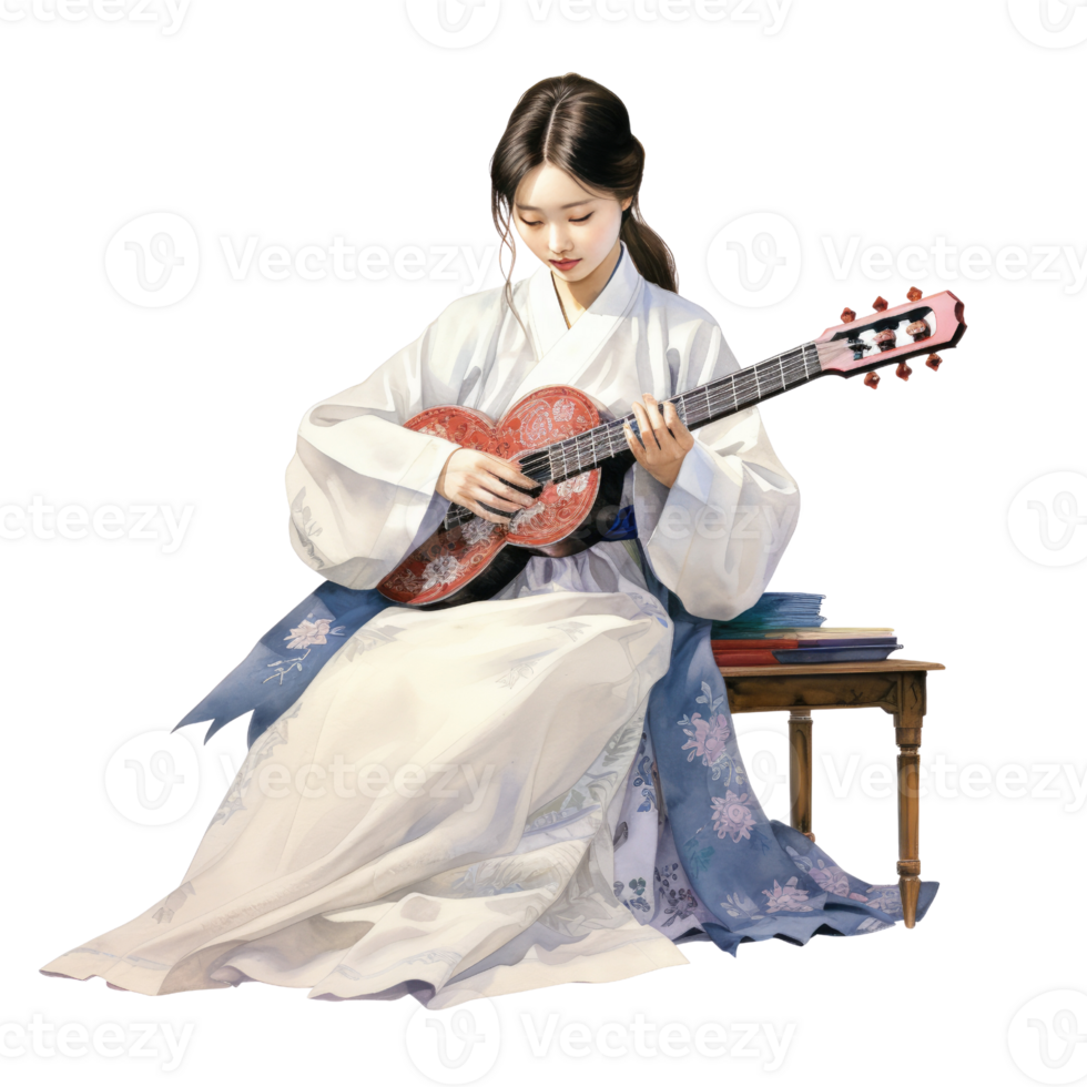AI generated Woman wear traditional clothes in various poses AI Generative png