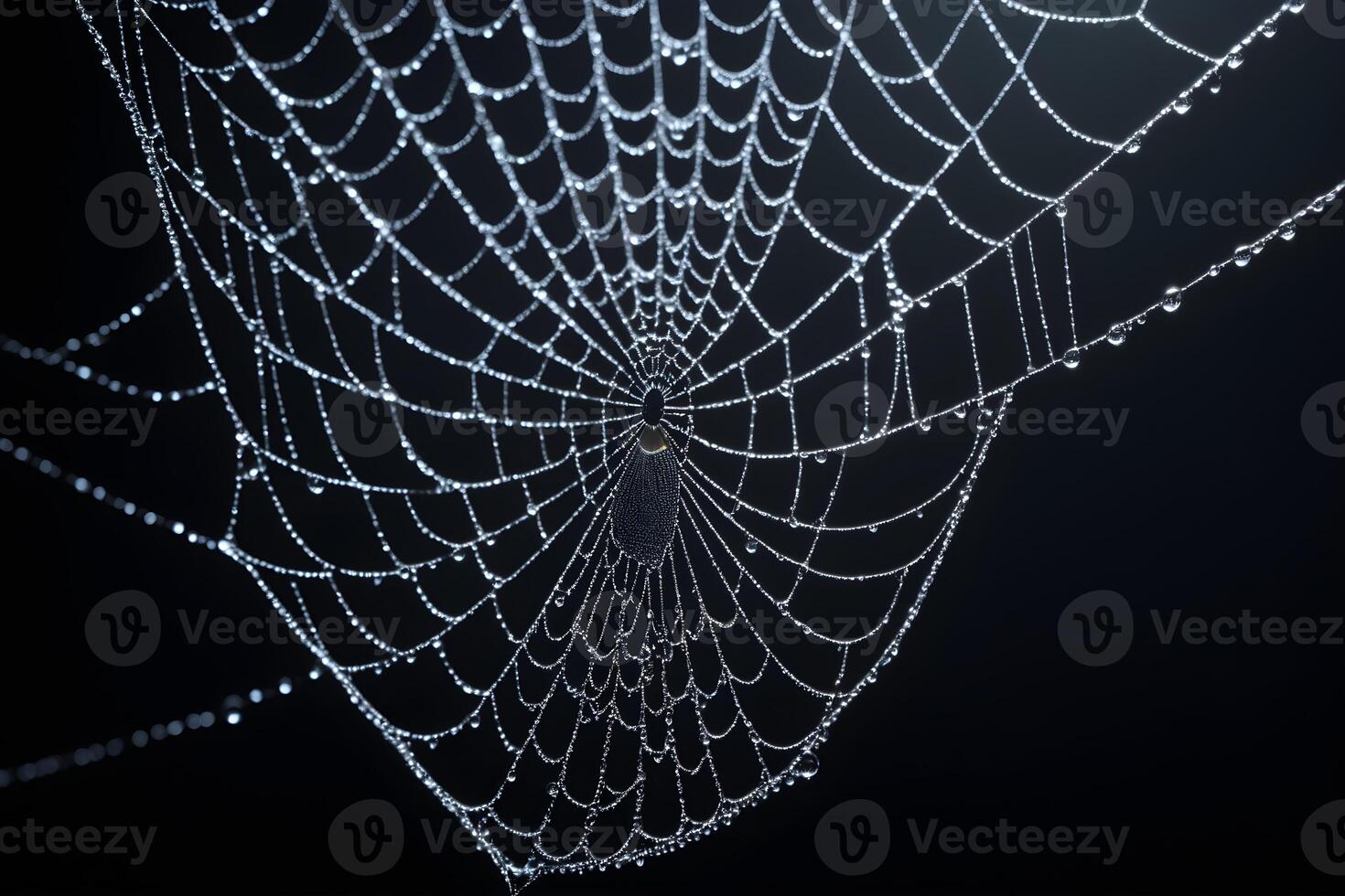 AI generated Spider Web Isolated in Black Background Ai Generative photo
