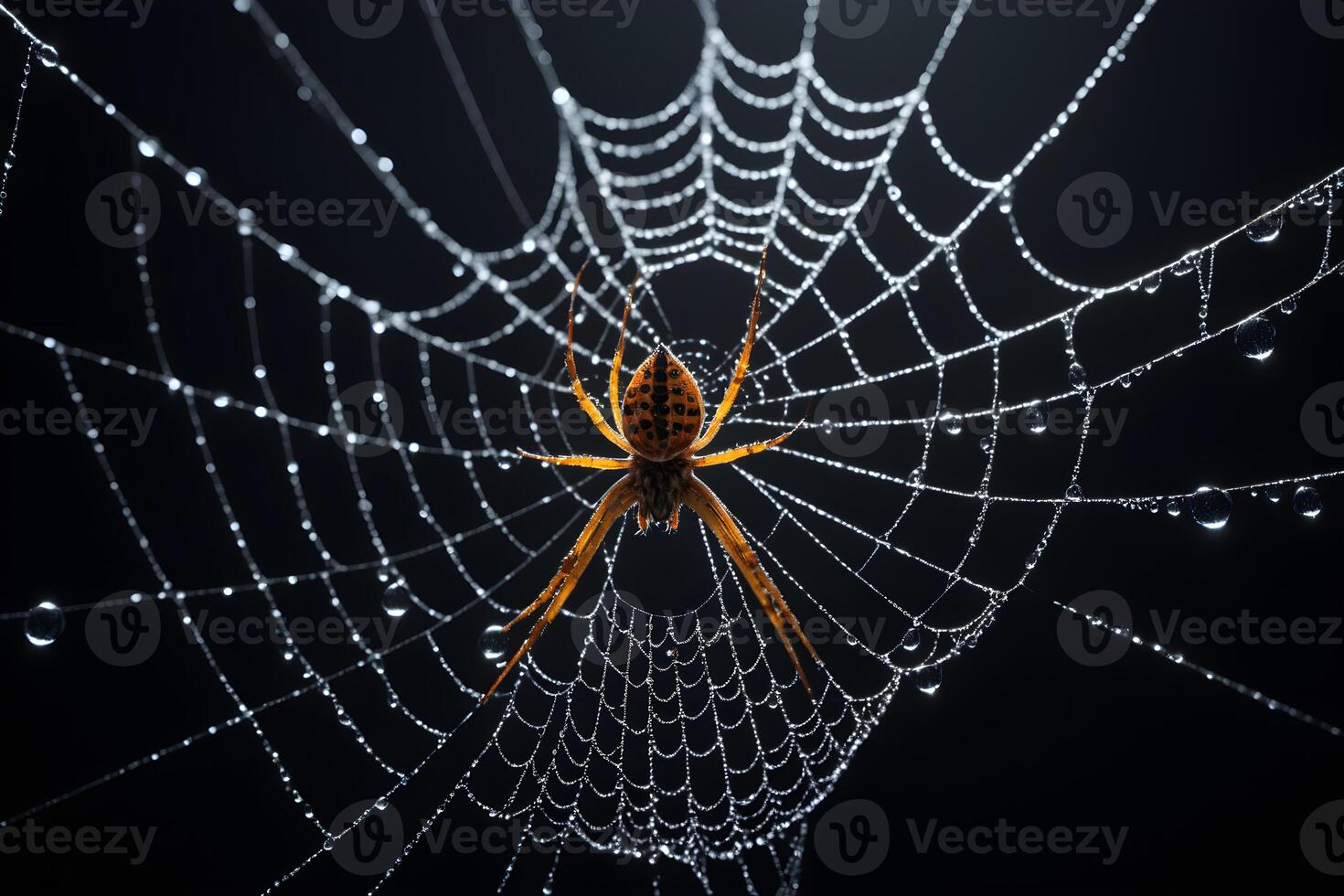 AI generated Spider Web Isolated in Black Background Ai Generative photo