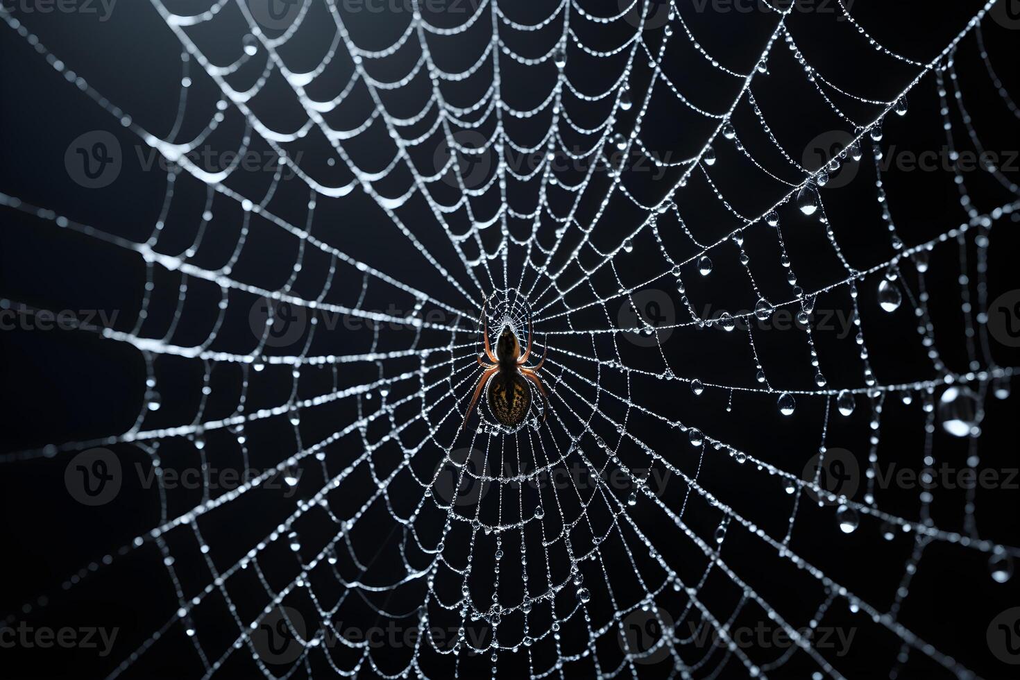 AI generated Spider Web Isolated in Black Background Ai Generative photo