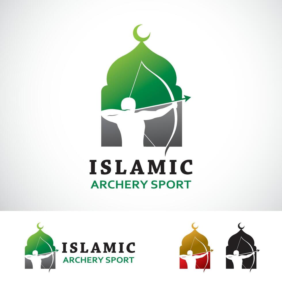 islámico tiro al arco logo diseño modelo vector