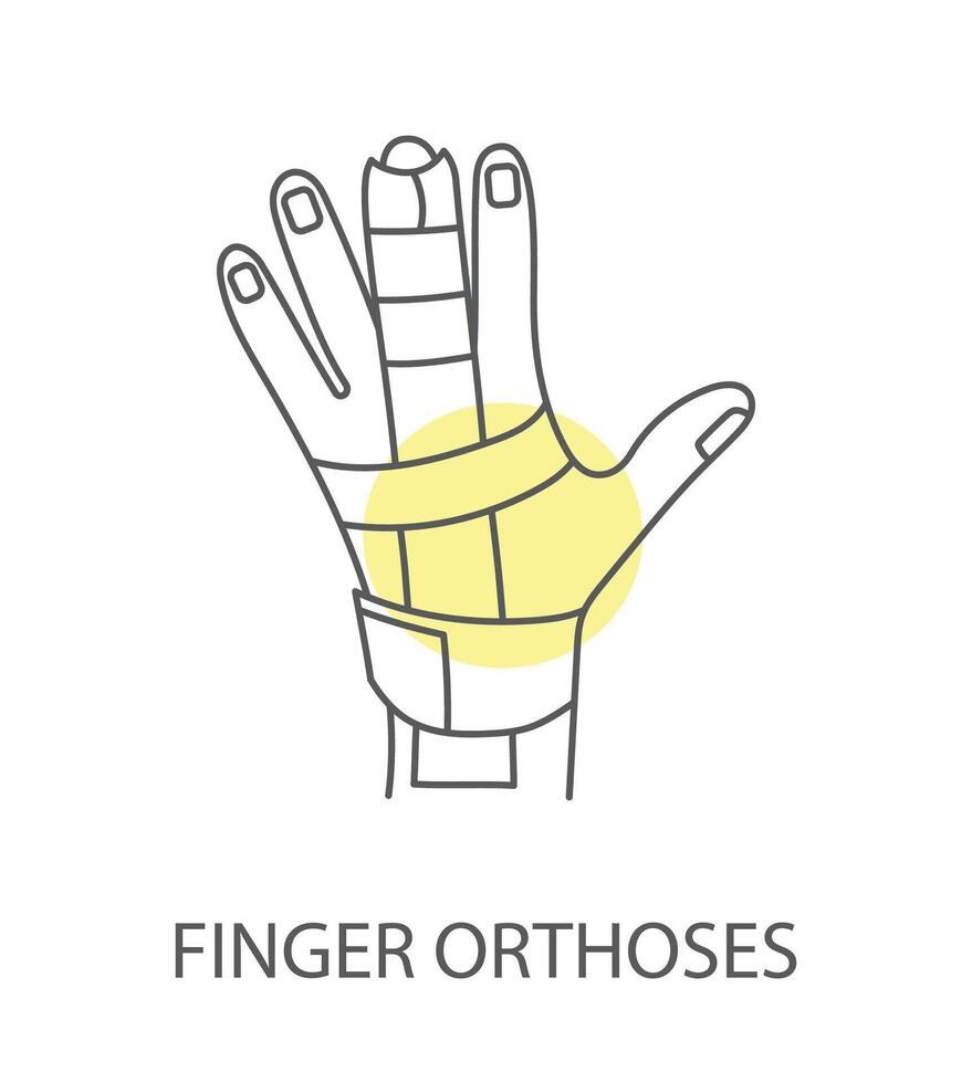 Finger orthosis, vector linear icon