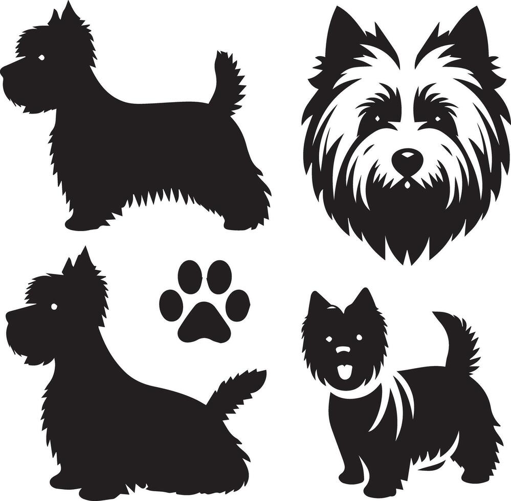 Silhouette Solid Vector Icon Set Of Dog, Breeds, Canine, Pooch, Hound, Puppy, Mutt, Pet, Doggy