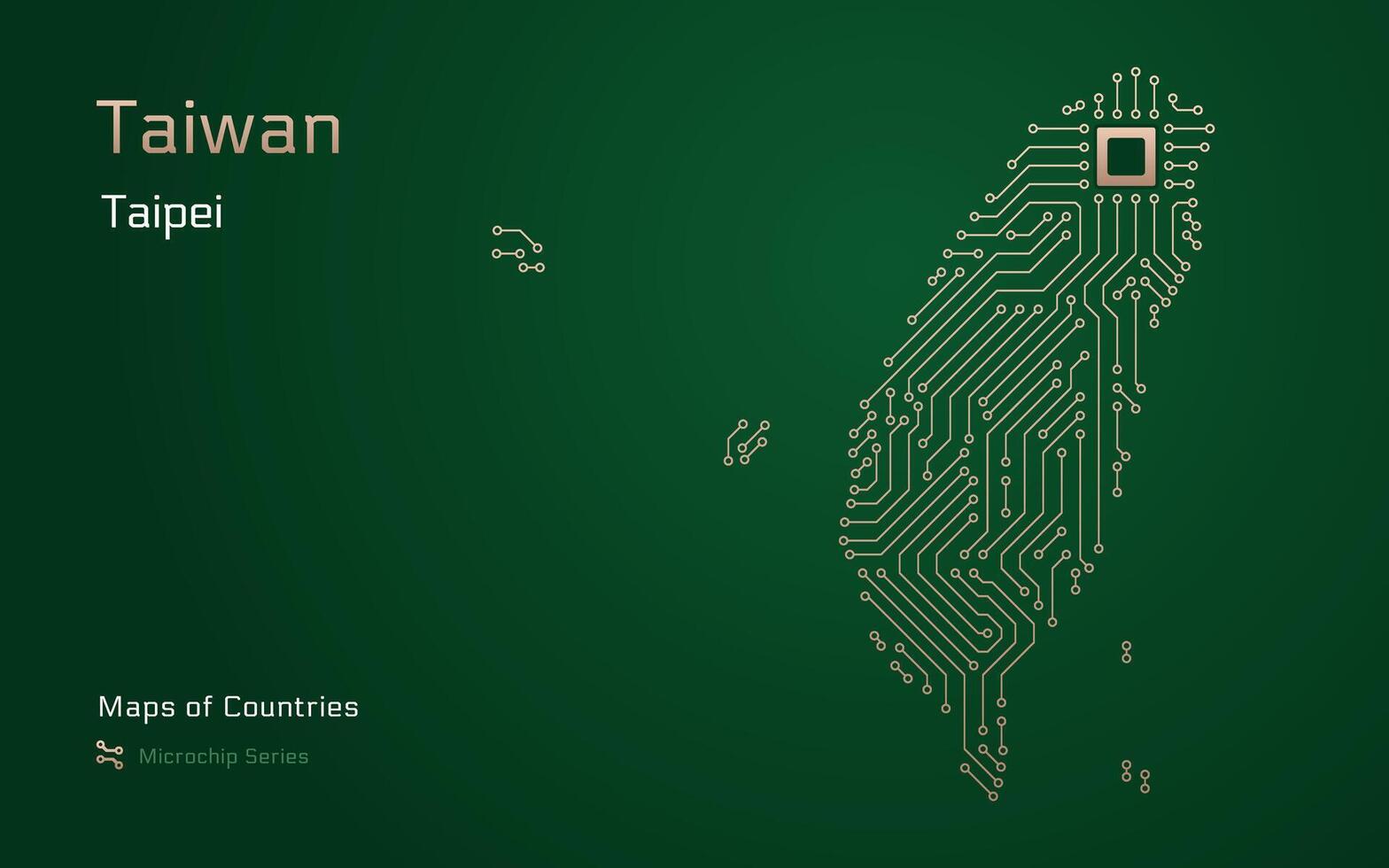 Taiwán brillante mapa con un capital de taipei mostrado en un pastilla modelo. gobierno electrónico. tsmc. mundo países vector mapas pastilla serie