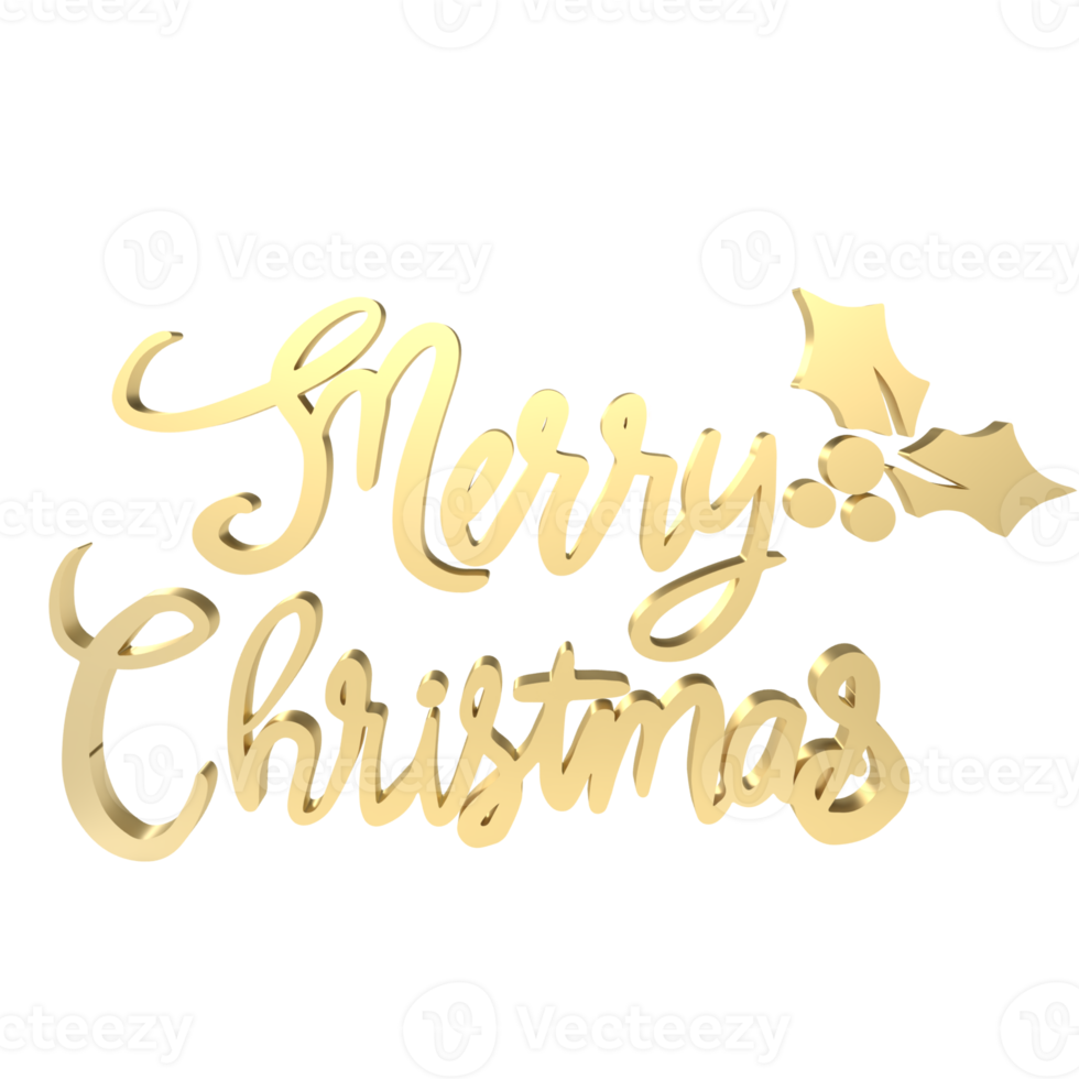 The Gold text  for Christmas or Holiday concept 3d rendering png