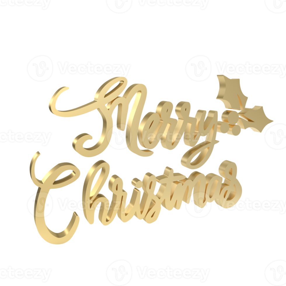 The Gold text  for Christmas or Holiday concept 3d rendering png