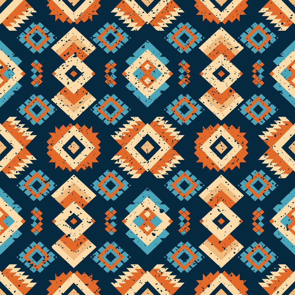 Geometric ikat pattern. Diamond shape. Folk ornament. Ikkat. Ethnic Ikat pattern. Abstract beautiful art. Tribal ethnic texture. vector