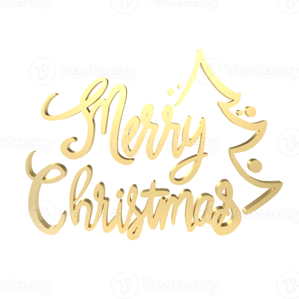 The Gold text  for Christmas or Holiday concept 3d rendering png